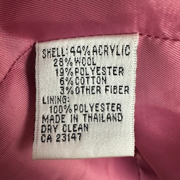 Talbots Petites Womens Tweed Wool Blend Lined Marled Pink Suit Jacket Blazer 2 - Picture 7 of 7